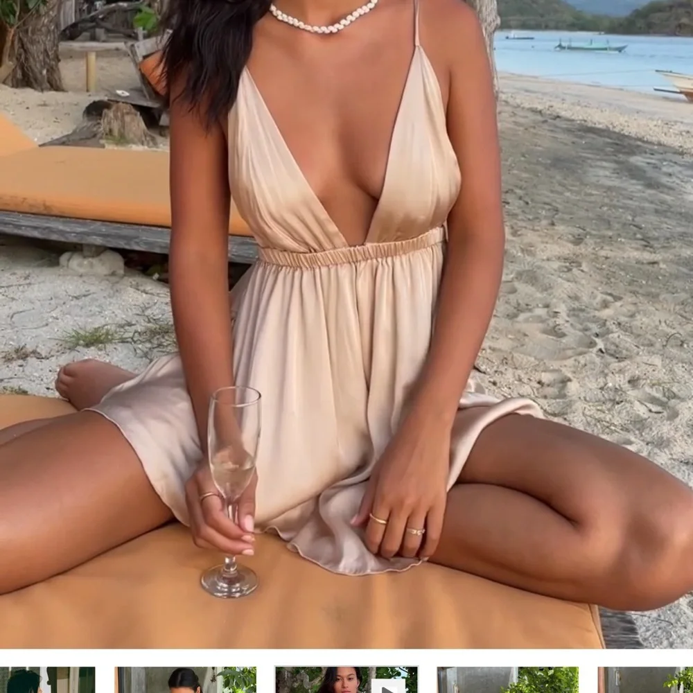 Indah Cream Spaghetti Strap Dress - Picture 5 of 14